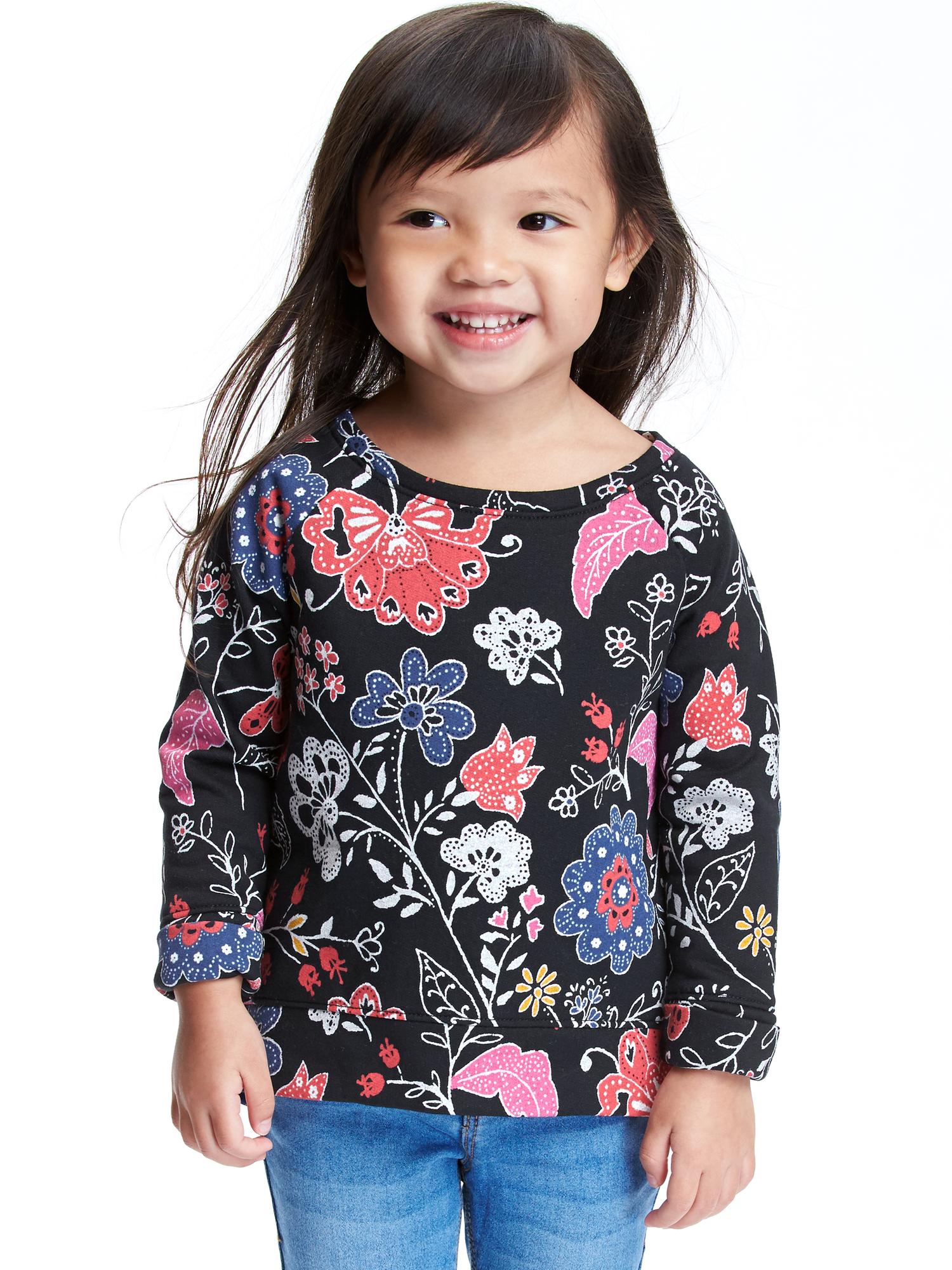 Printed Fleece Crew-Neck Sweatshirt for Toddler Girls | Old Navy