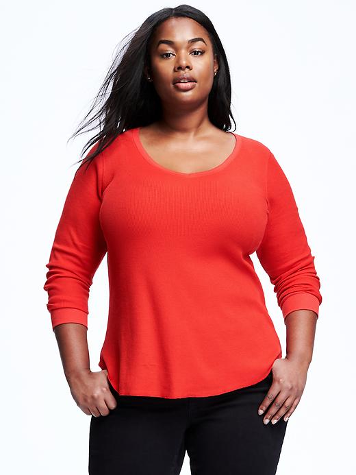 Image number 1 showing, Semi-Fitted Plus-Size Thermal Tee