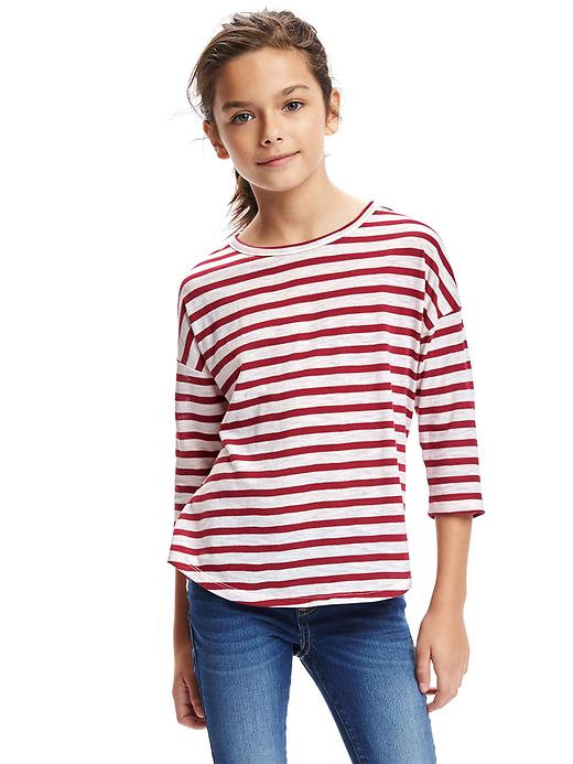 View large product image 1 of 2. Relaxed Striped Scoop-Neck Tee for Girls