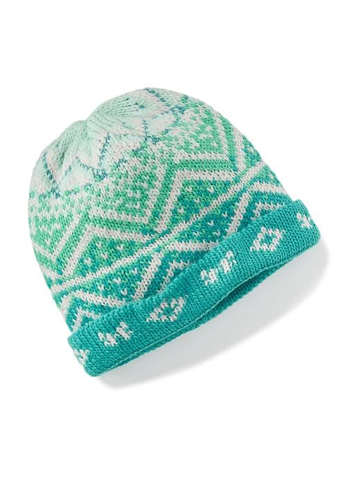 View large product image 1 of 1. Patterned Sweater-Knit Beanie for Girls