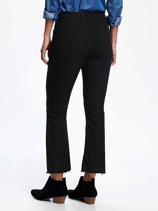 View large product image 2 of 3. Black Flare Ankle Mid-Rise Jeans for Women