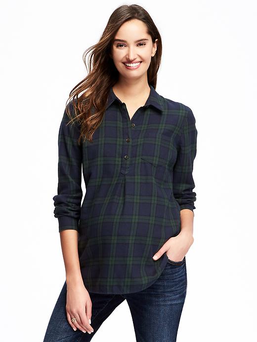Maternity Plaid Twill Popover Shirt | Old Navy