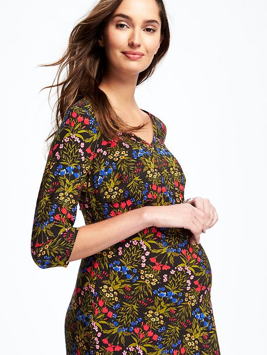 Image number 3 showing, Maternity Floral V-Neck Swing Dress