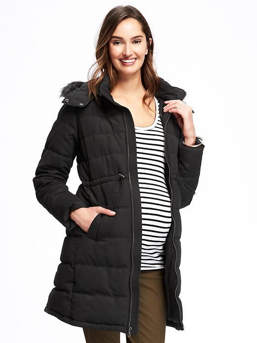 Image number 1 showing, Maternity Faux-Fur Trimmed Frost-Free Jacket