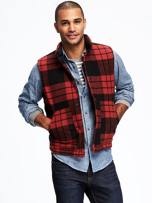 Image number 1 showing, Wool-Blend Tartan Vest for Men