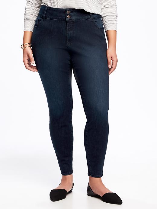 View large product image 1 of 3. Mid-Rise Plus-Size Built-In Sculpt Skinny Rockstar Jeans