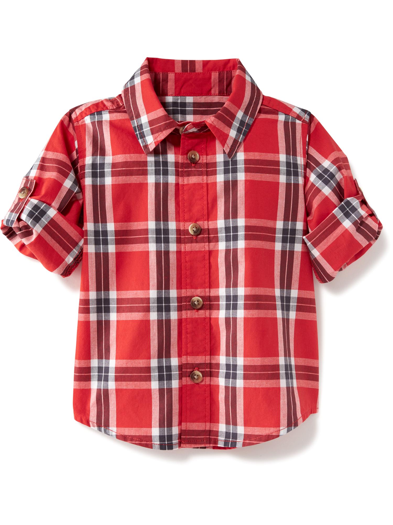 Plaid Poplin Roll-Sleeve Shirt for Baby Old Navy