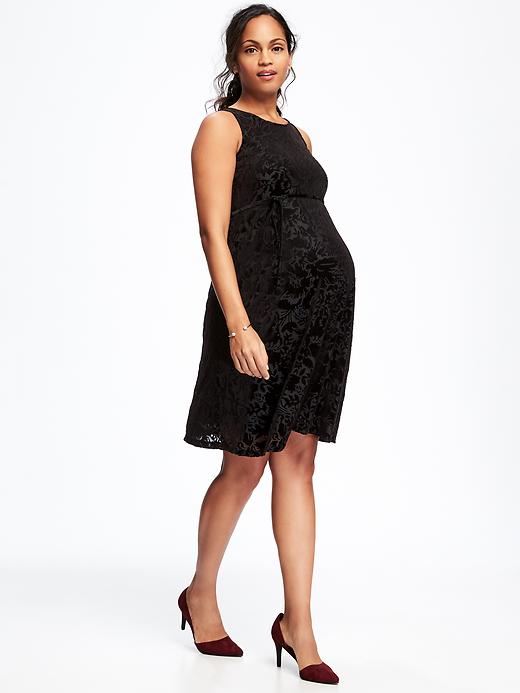 Image number 1 showing, Maternity Velvet Swing Dress