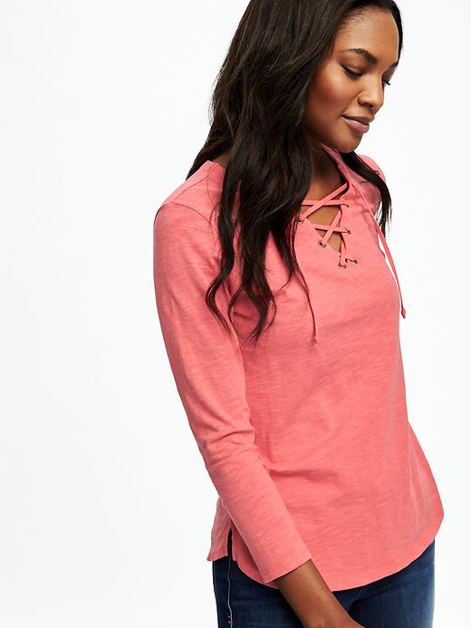 Image number 4 showing, Relaxed Lace-Up Top for Women