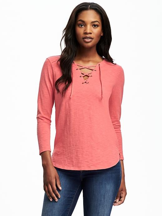Image number 1 showing, Relaxed Lace-Up Top for Women