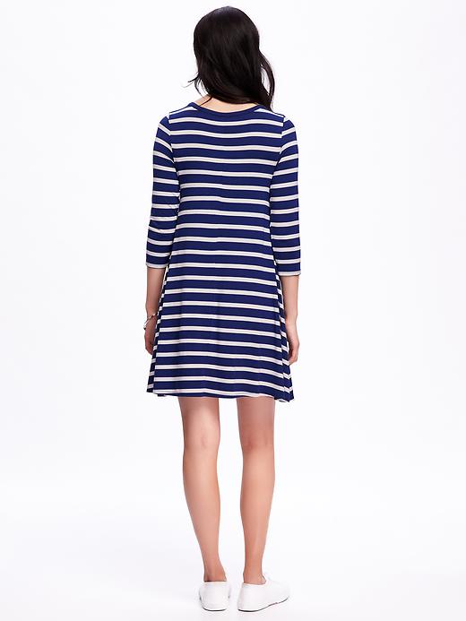 Image number 2 showing, Striped Lace-Front Swing Dress for Women