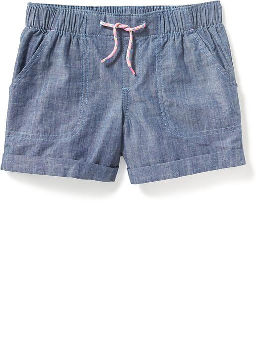 View large product image 1 of 1. Cuffed Chambray Pull-On Shorts for Girls