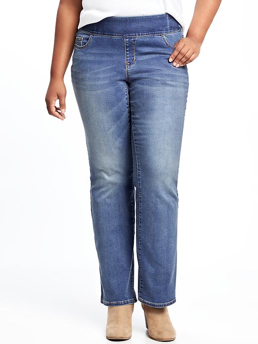 View large product image 1 of 1. Smooth & Comfort Plus-Size Boot-Cut Jeans