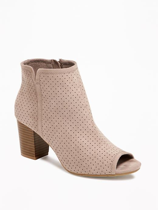 Image number 1 showing, Sueded Peep-Toe Ankle Boots for Women