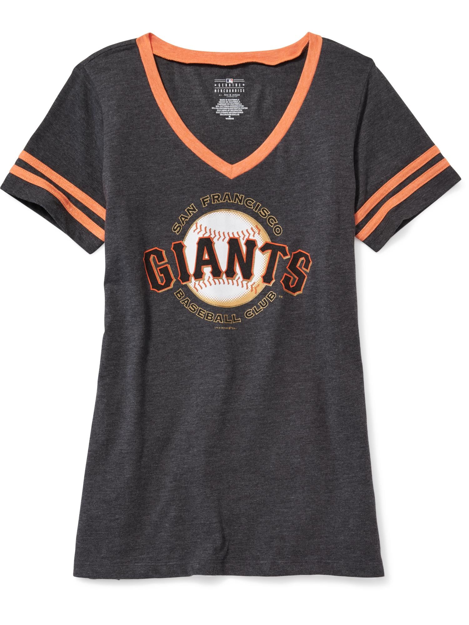 MLB® Team-Graphic Sleeve-Stripe V-Neck Tee for Women