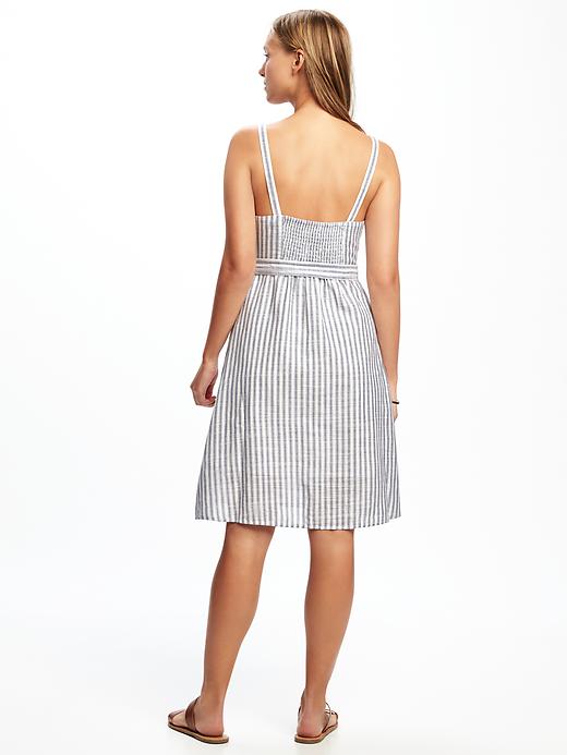 Image number 2 showing, Striped Tie-Belt Midi Dress for Women