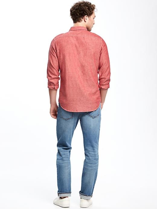 Image number 2 showing, Slim-Fit Linen-Blend Chambray Shirt For Men