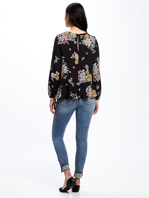 Image number 2 showing, Floral Pintuck Swing Blouse for Women