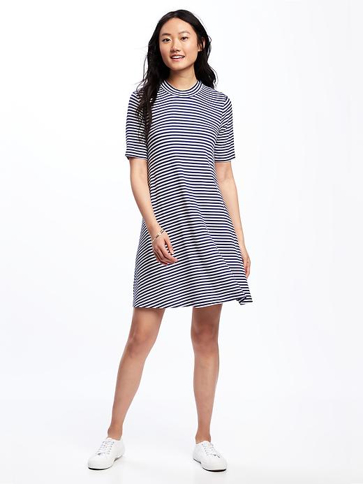 View large product image 1 of 1. Mock-Neck Rib-Knit Swing Dress for Women