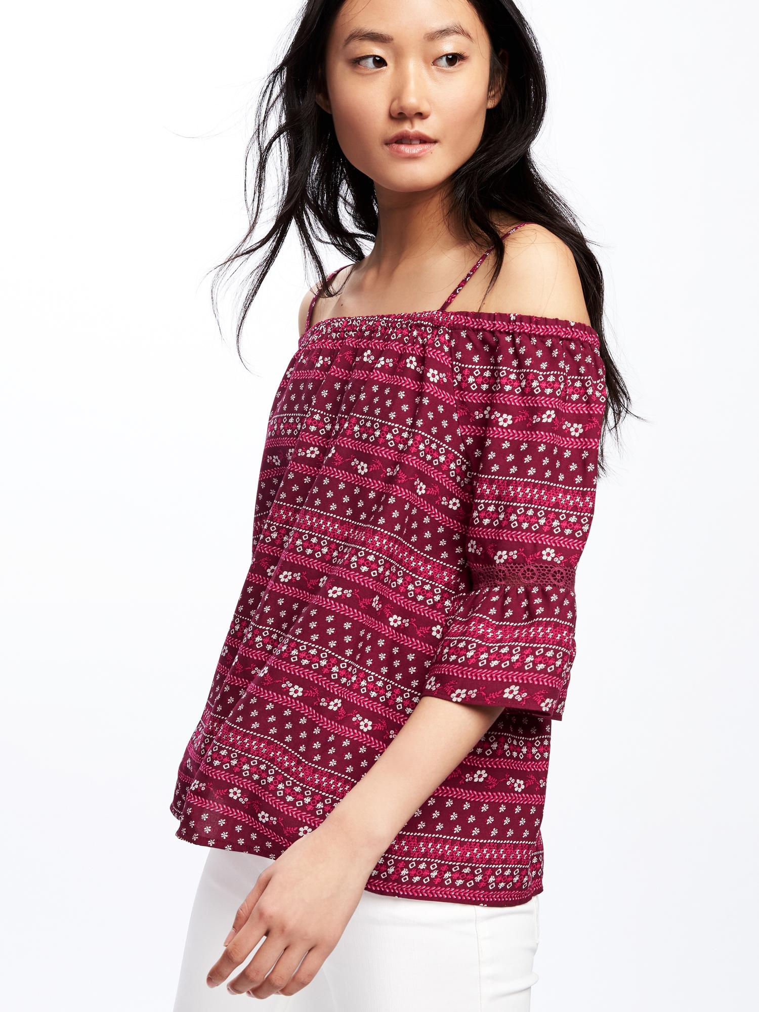 Patterned Off-the-Shoulder Swing Top For Women | Old Navy