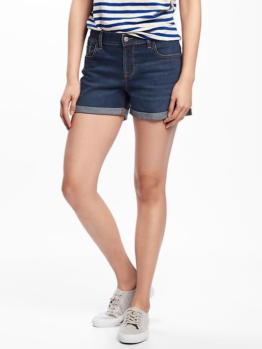 View large product image 1 of 1. Cuffed Boyfriend Denim Shorts for Women (3")