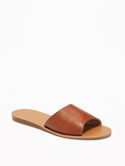 Faux-Leather Slide Sandals for Women | Old Navy