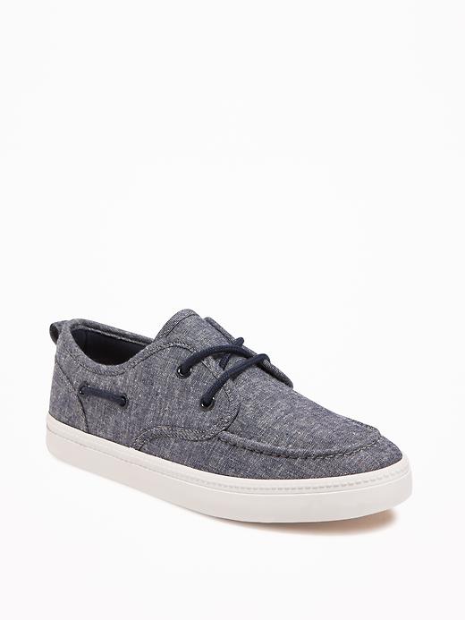 View large product image 1 of 1. Chambray Boat Shoes for Boys