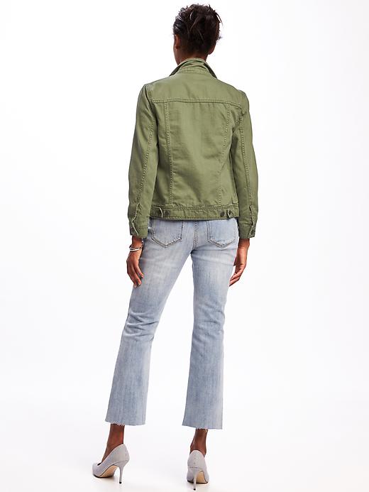 Image number 2 showing, Olive-Green Denim Jacket for Women