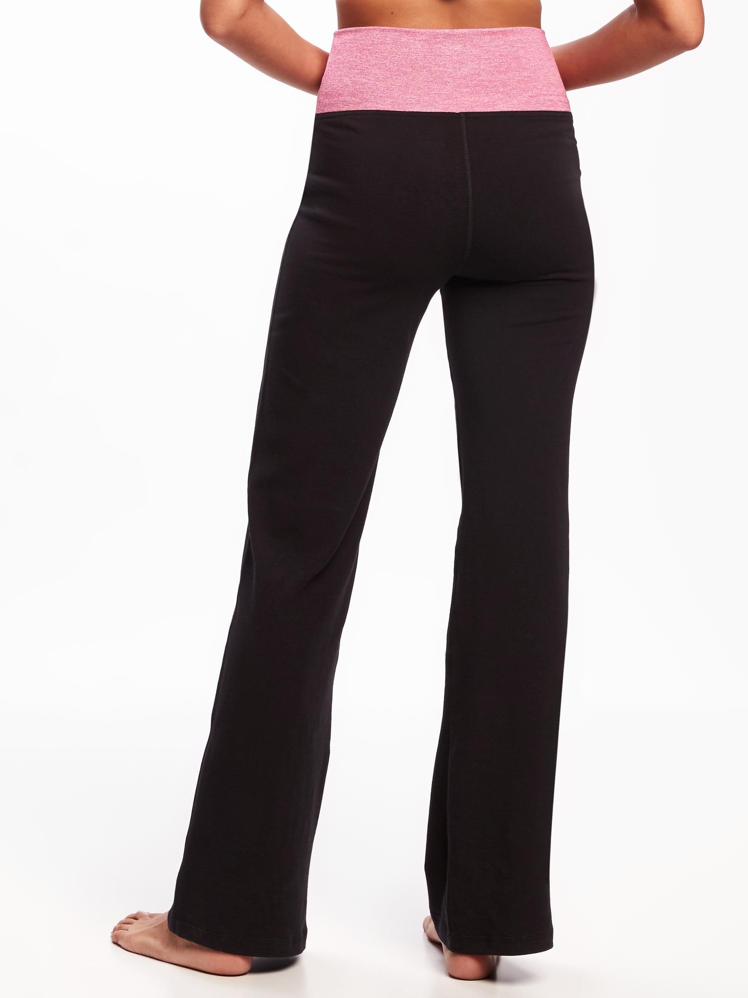 Mid-Rise Wide-Leg Roll-Over Yoga Pants for Women
