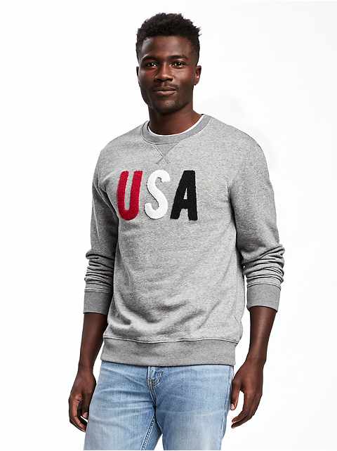 ANWA Unisex USA Flag Fleece Pullover Sweatshirt - Grey Comfort Casual Sweatshirt, Size X-Large - View #5