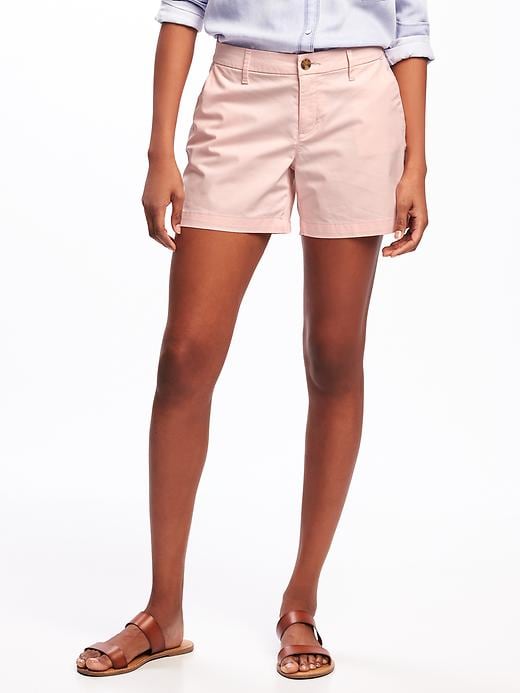 View large product image 1 of 1. Mid-Rise Everyday Khaki Shorts For Women - 5 inch inseam