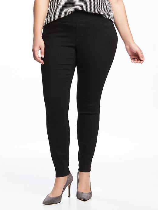 View large product image 1 of 3. Smooth & Comfort Plus-Size Rockstar Skinny Black Jeans