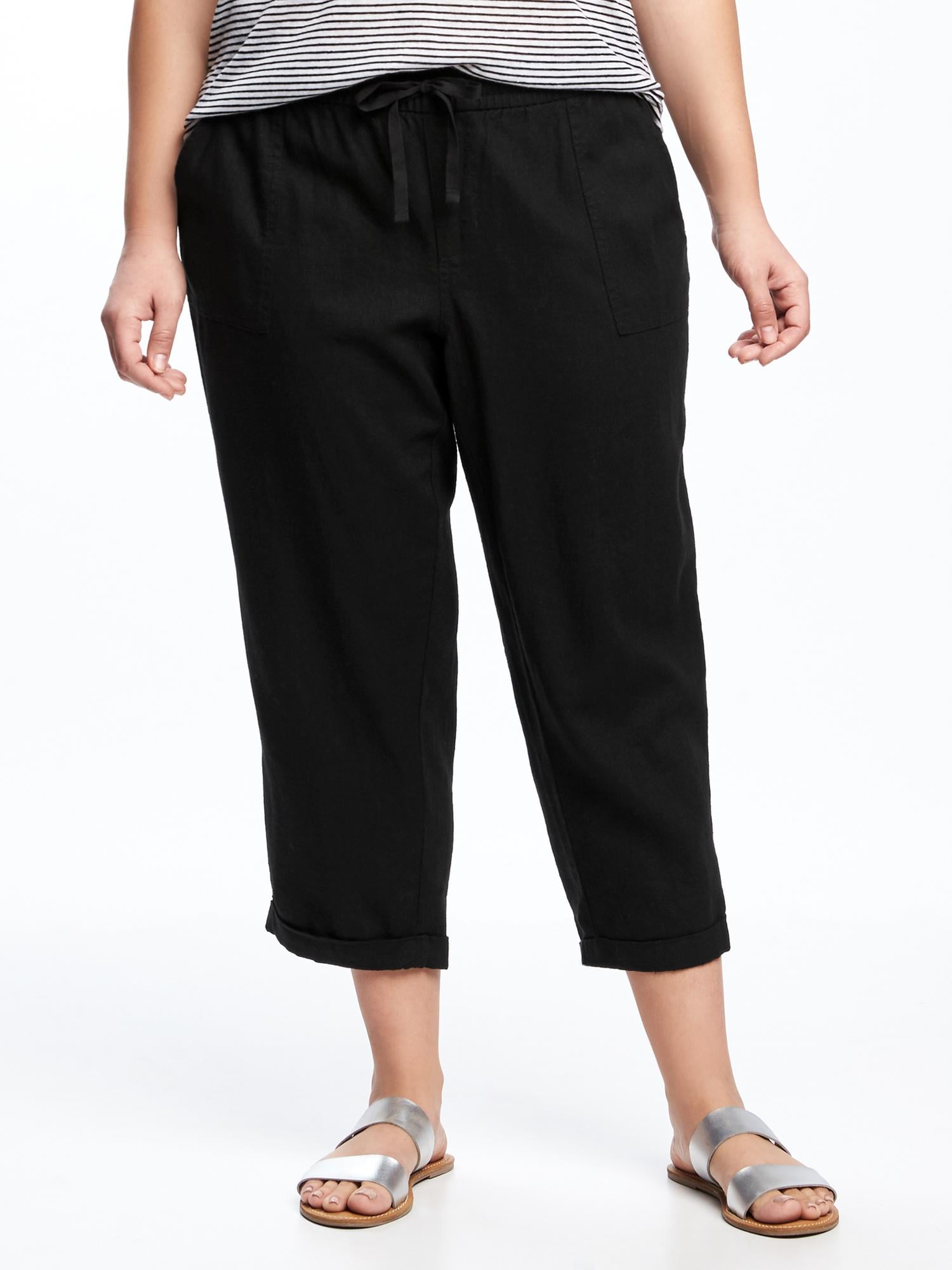 Mid-Rise Linen-Blend Plus-Size Cropped Pants | Old Navy