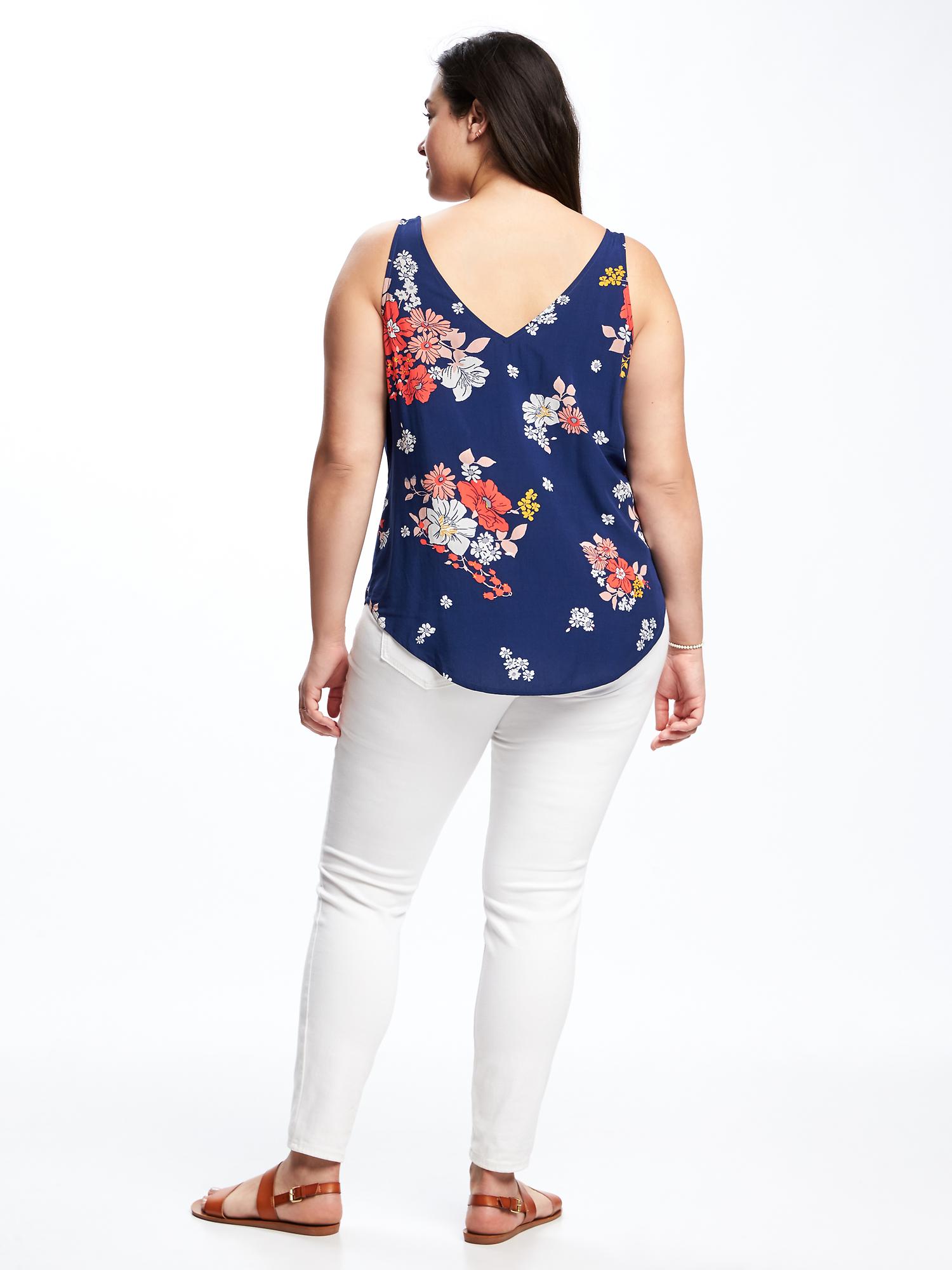 Floral Print Plus Size V Neck Tank Old Navy