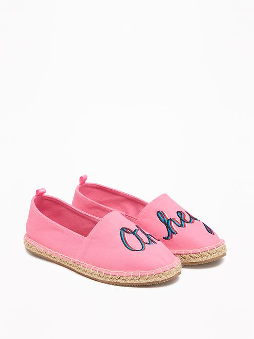 View large product image 1 of 1. Embroidered-Graphic Espadrilles for Girls