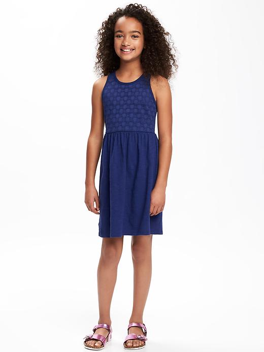 View large product image 1 of 1. Lace-Bodice Fit & Flare Dress for Girls