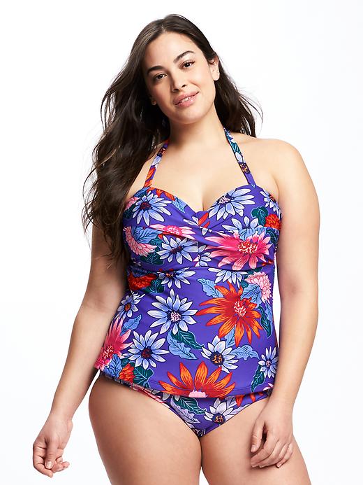 Image number 1 showing, Twist-Front Underwire Plus-Size Tankini Top