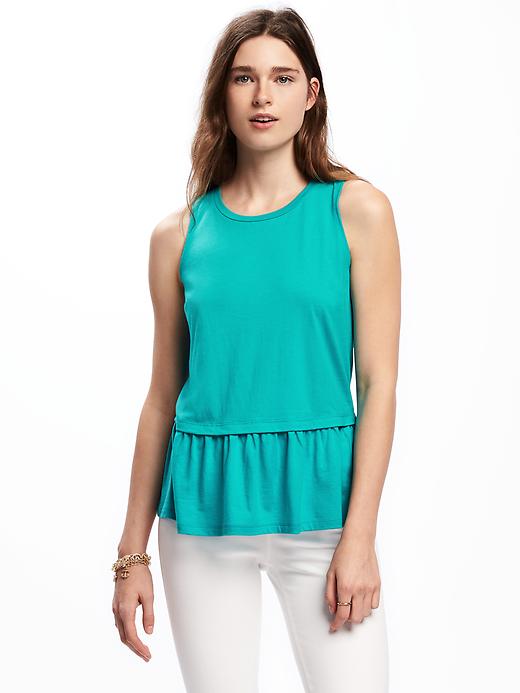 Image number 1 showing, Relaxed Peplum-Hem Tank for Women