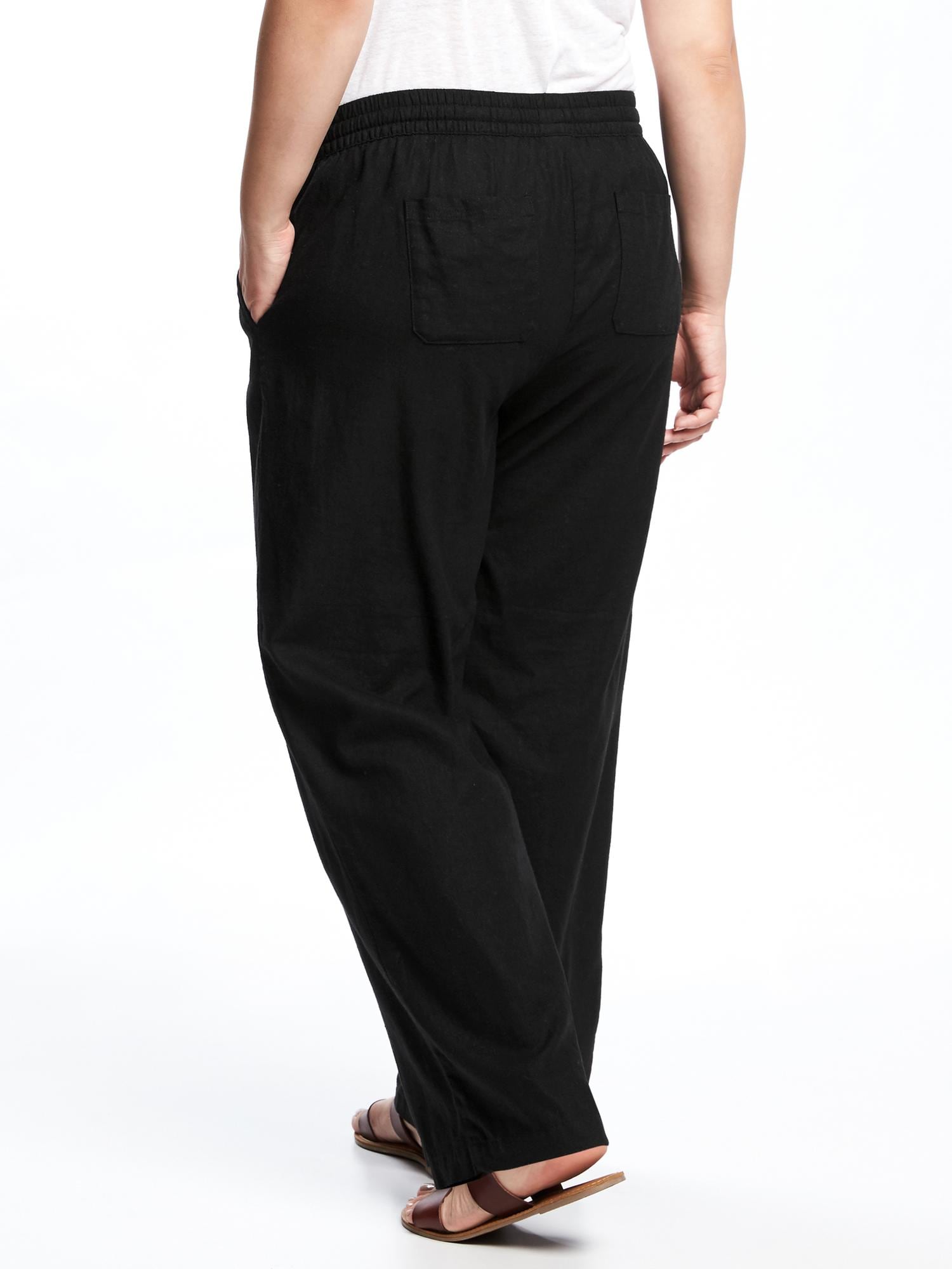 Mid Rise Plus Size Linen Blend Wide Leg Pants Old Navy