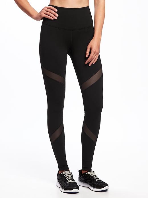 View large product image 1 of 2. High-Waisted Mesh-Panel Elevate Compression Leggings For Women