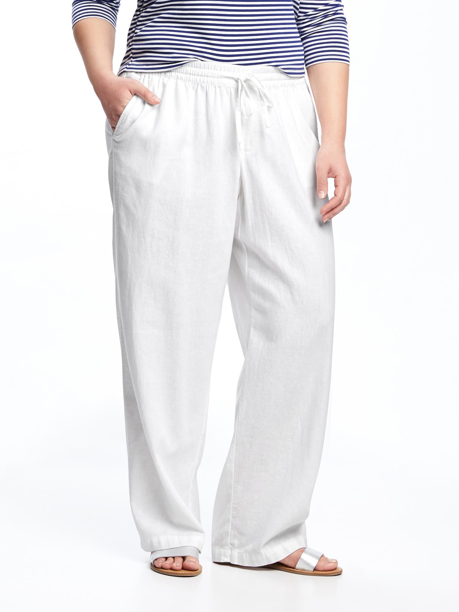 Mid Rise Plus Size Linen Blend Wide Leg Pants Old Navy