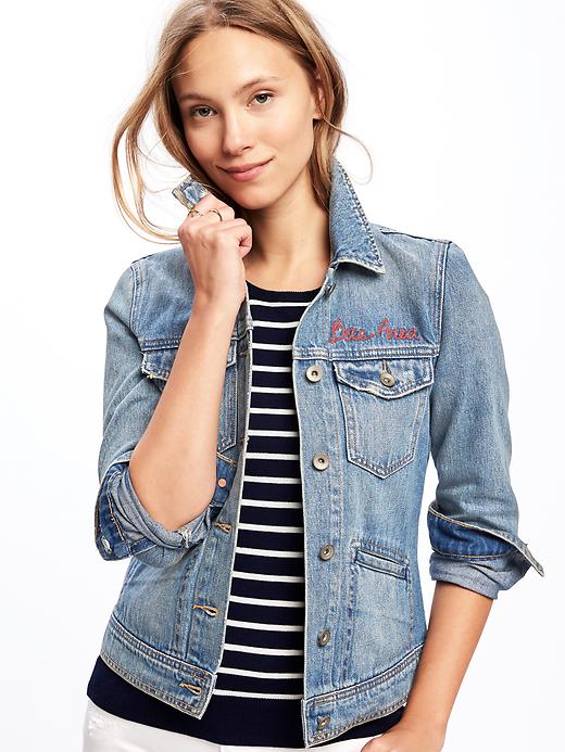Embroidered-Graphic Denim Jacket for Women | Old Navy