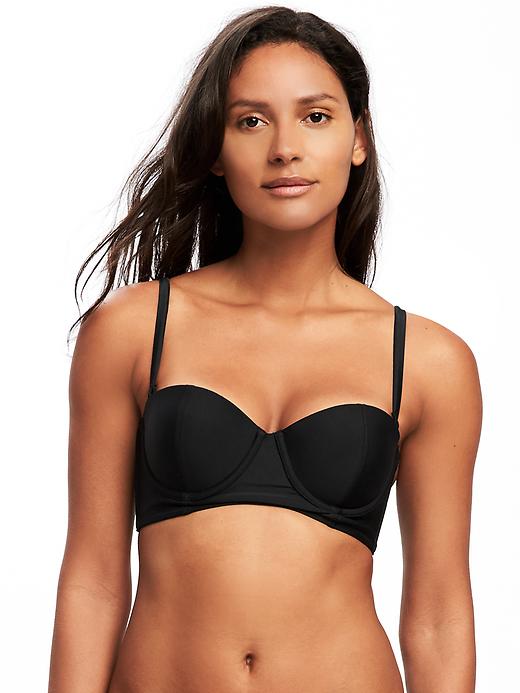 View large product image 1 of 2. Underwire Long-Line Balconette Bikini Top for Women
