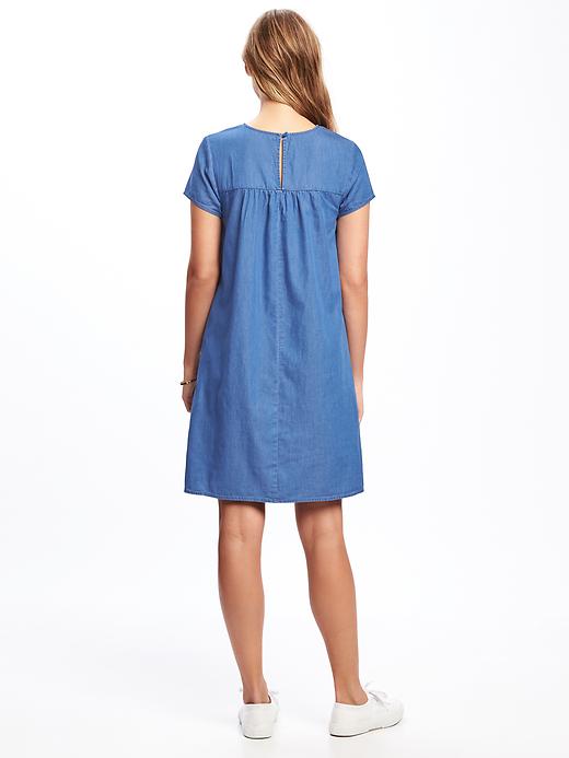 Image number 2 showing, Chambray Shift Dress for Women