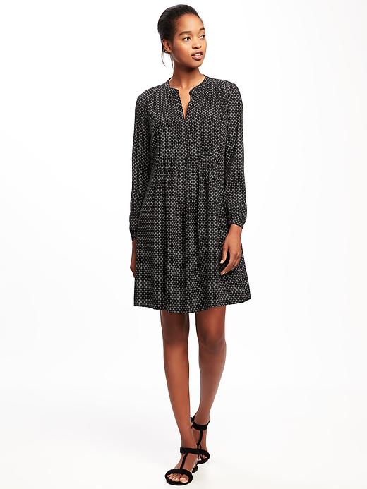 Printed Pintuck Swing Dress for Women | Old Navy