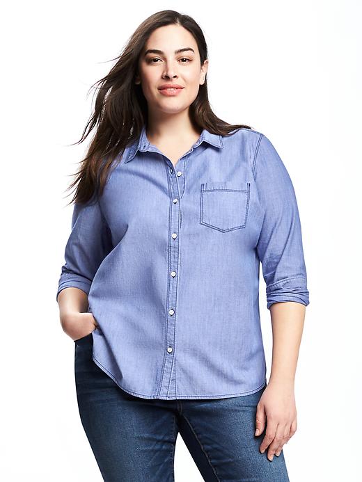 Classic Plus-Size Chambray Shirt | Old Navy