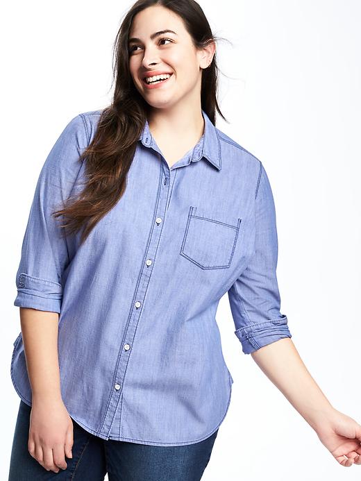 Classic Plus-Size Chambray Shirt | Old Navy