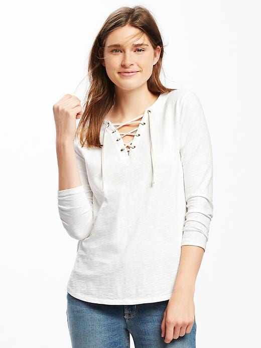 View large product image 1 of 1. Relaxed Lace-Up Top for Women
