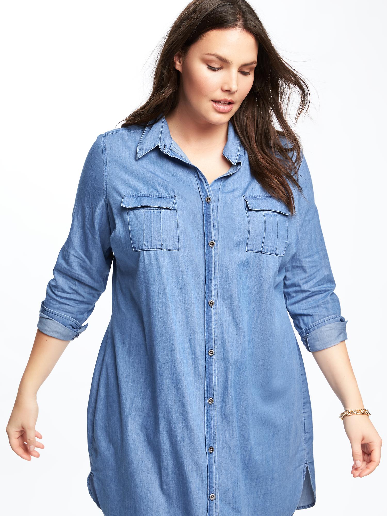 Plus-Size Chambray Shirt Dress | Old Navy