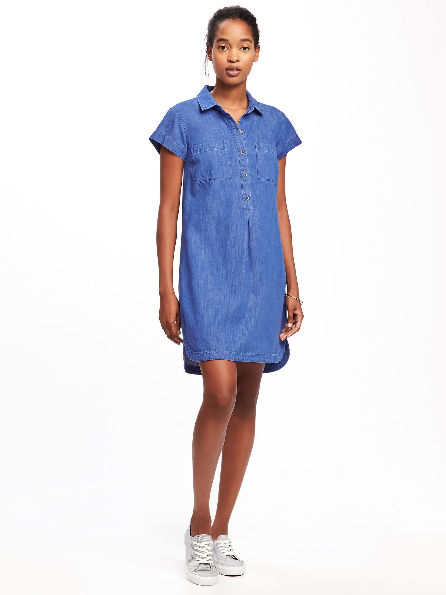 Chambray Shirt Dress for Women Old Navy